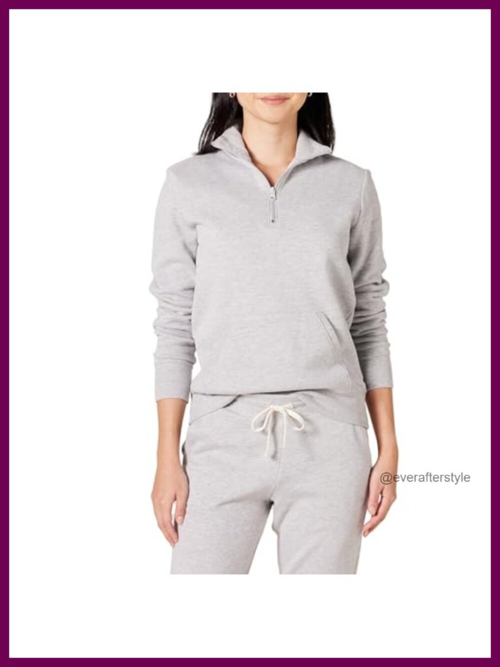 Women's Fleece Quarter-Zip Pullover Sweatshirt Long Sleeve Kangaroo Pocket